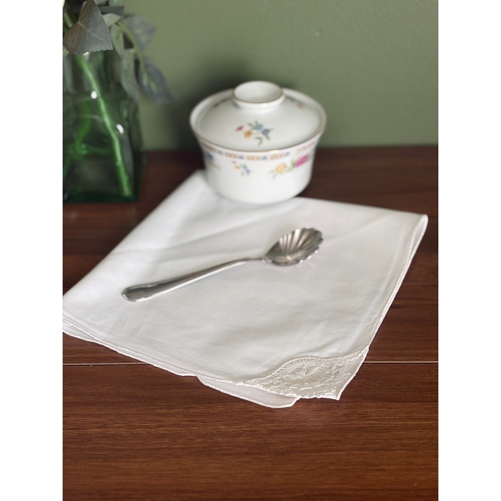 Vintage Crocheted Lace Corner Napkins, Set of 8, Grandmillennial Table Linens